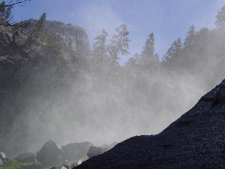 mist over boulders