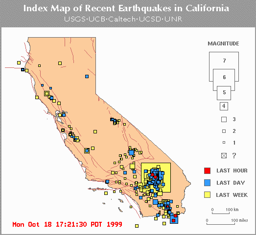 Index map of recent California quakes