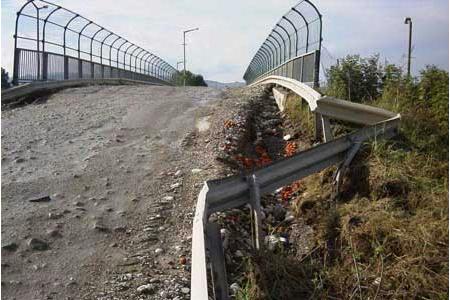 fault through highway overpass